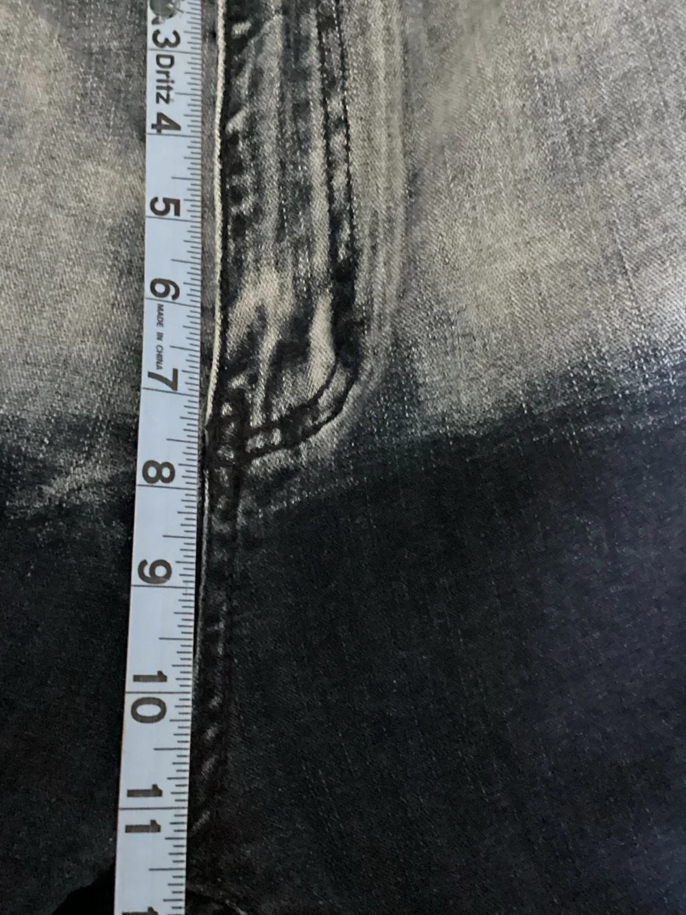 Men’s Distressed Two‑Tone Zipper Jeans – Blue Fade Wash 40